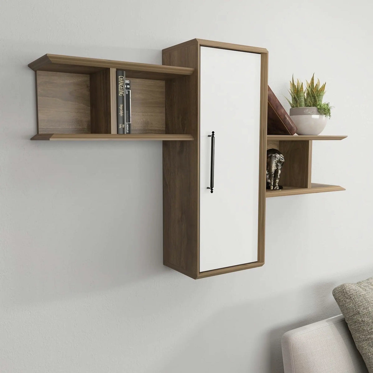 Raft OLIDA, nuc/alb, PAL melaminat, 119x35x52 cm