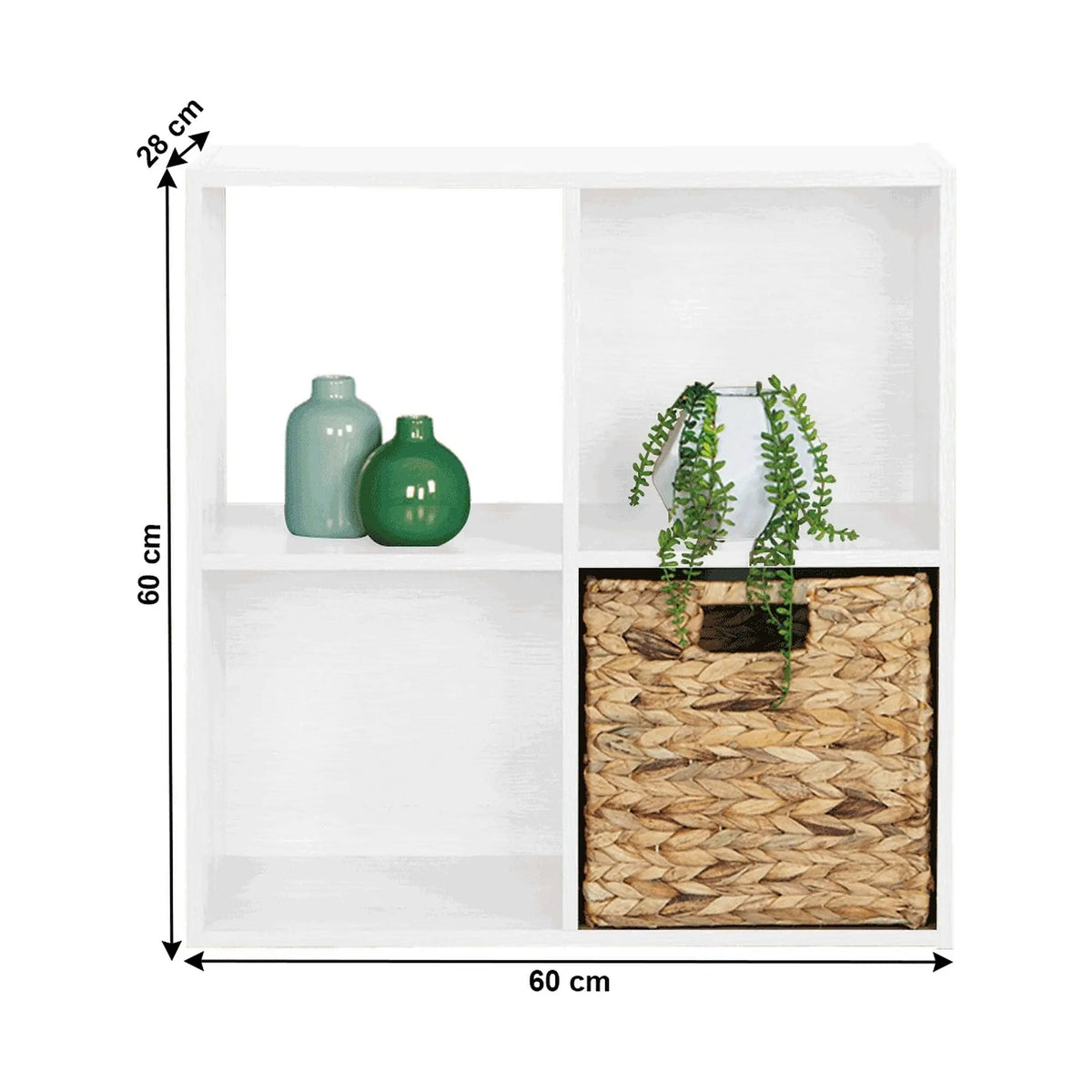 Raft PRETO, alb, PAL, 60x28x60 cm