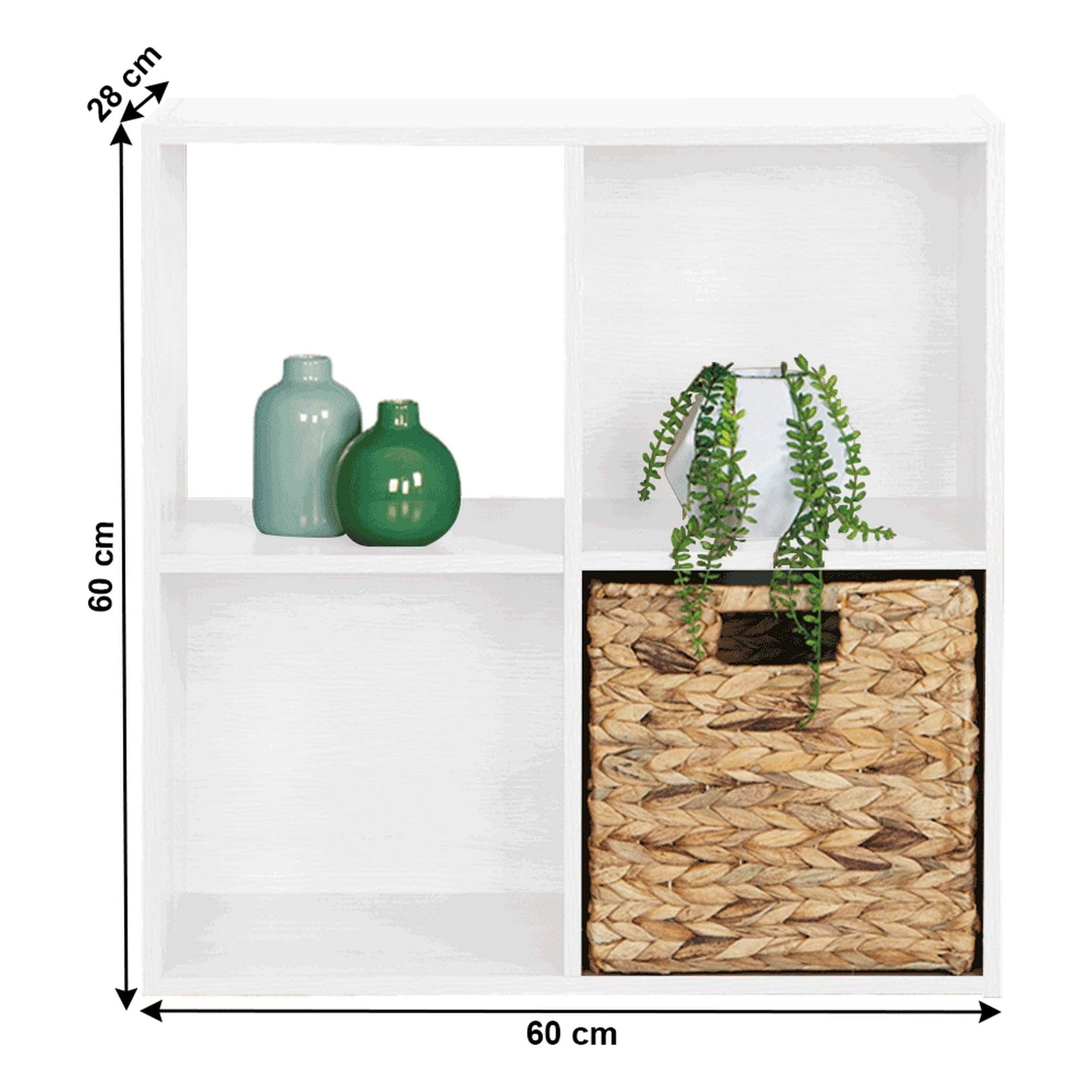 Raft PRETO, alb, PAL, 60x28x60 cm