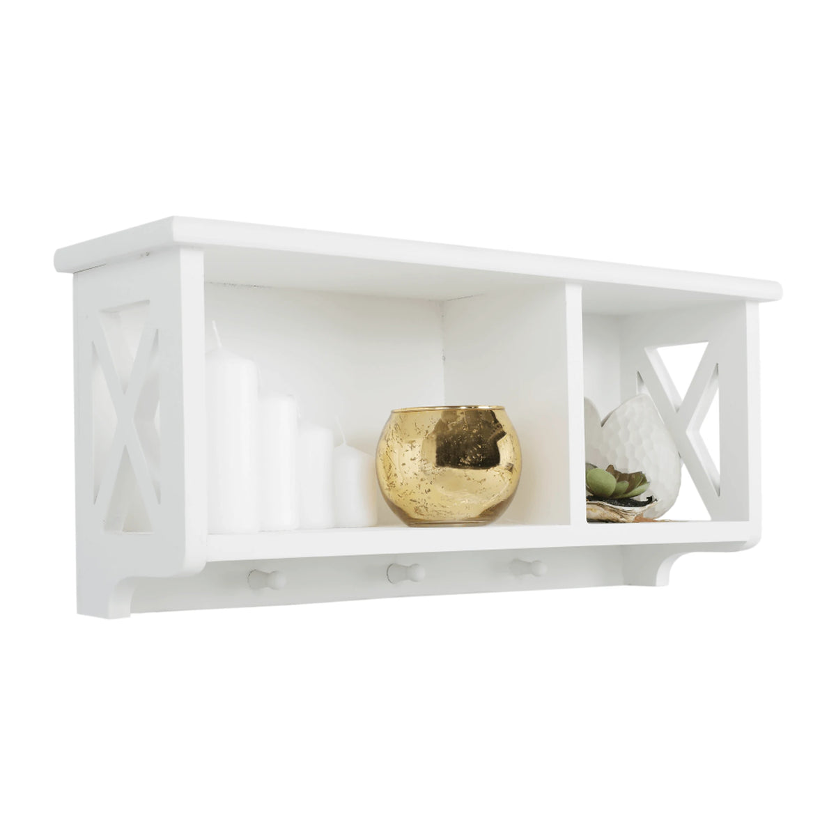 Raft RAFAELLO, alb, lemn, 55x17x25 cm