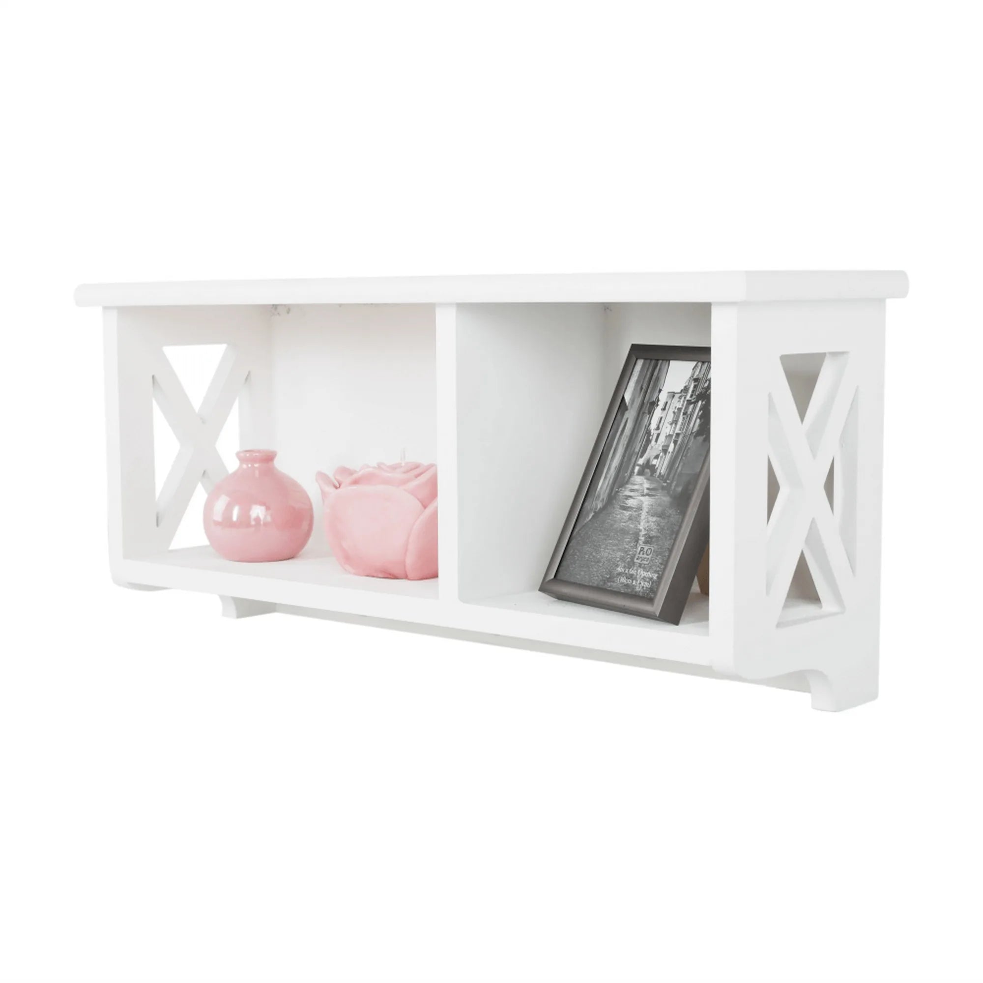 Raft RAFAELLO, alb, lemn, 55x17x25 cm