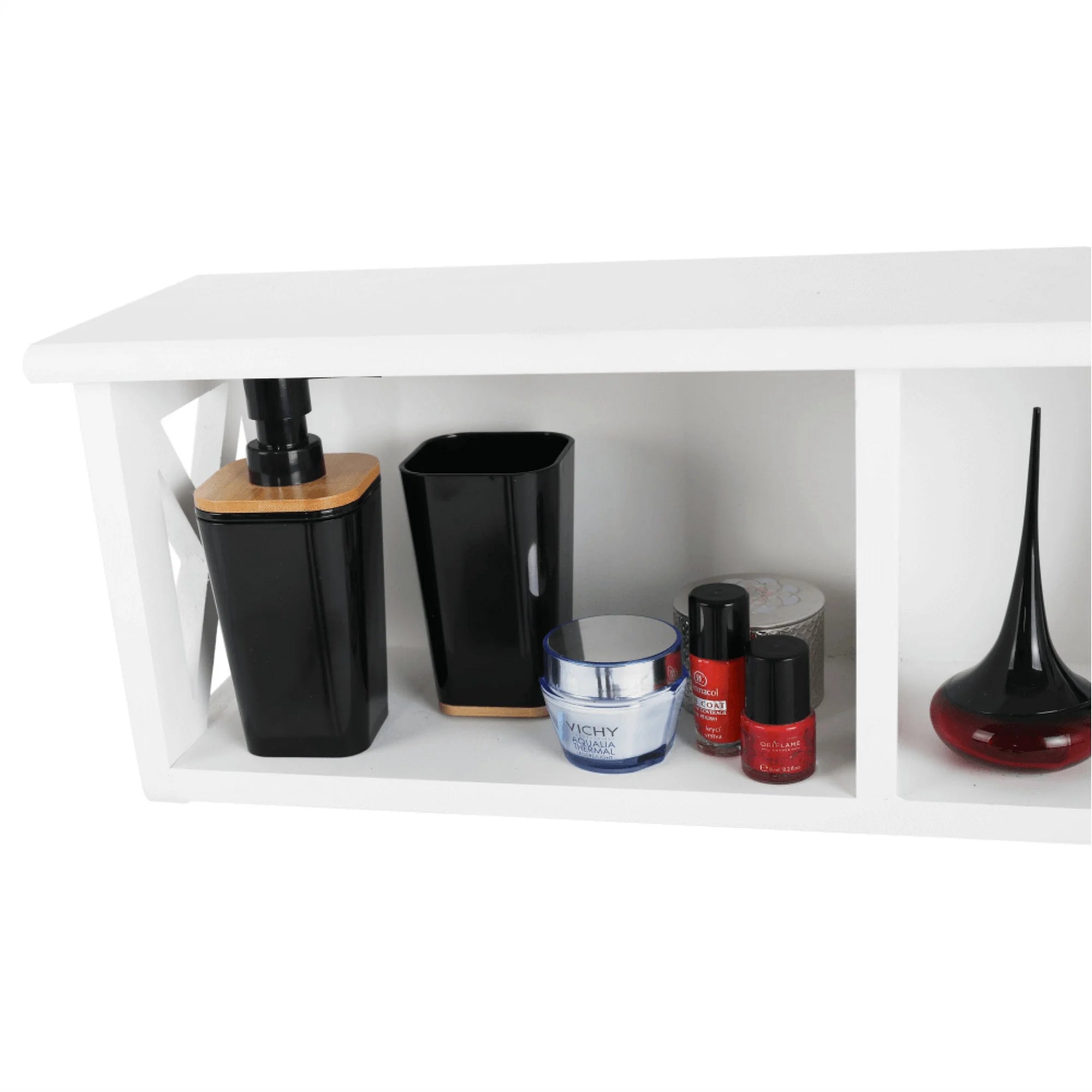 Raft RAFAELLO, alb, lemn, 55x17x25 cm