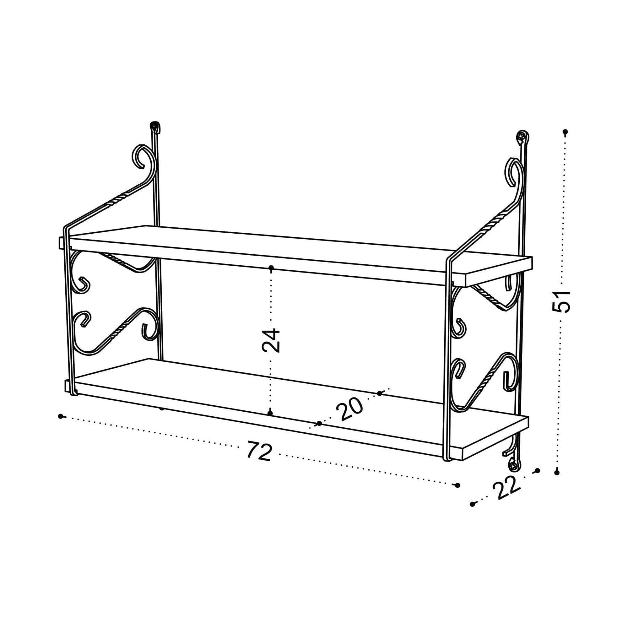 Raft SERAMONI, alb, PAL melaminat, 72x20x51 cm