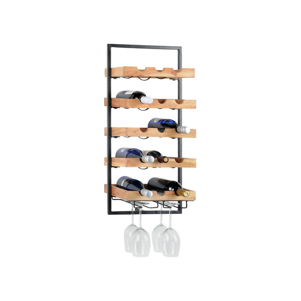 Raft VALO, stejar/negru, lemn/metal, 35x25x75 cm