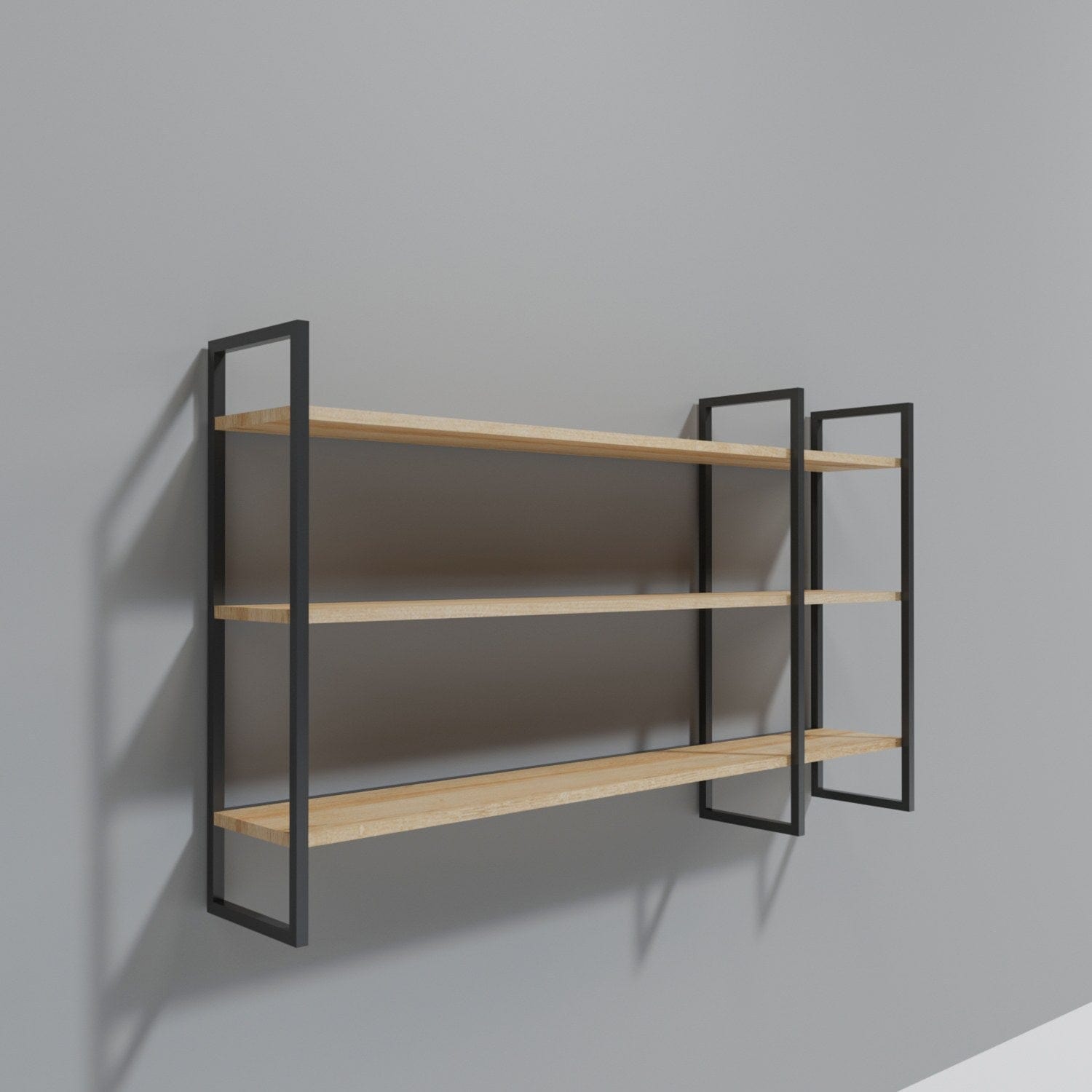 Raft WEIDEN L2026, stejar/negru, PAL melaminat/metal, 140x25x90 cm