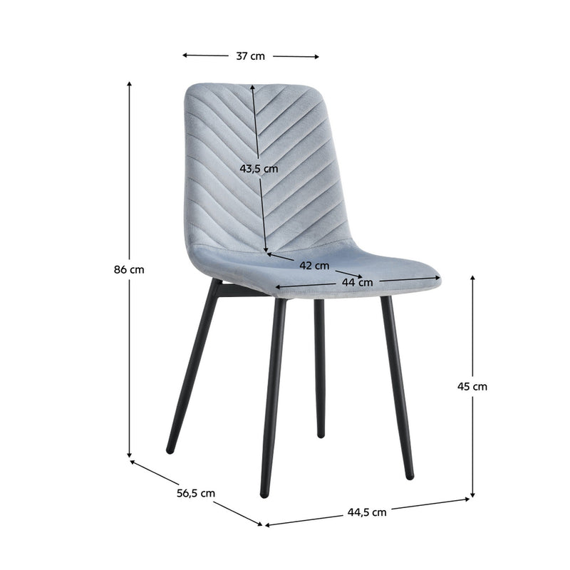 Scaun RAMITA TIP 2, gri deschis/negru, stofa catifelata/metal, 45x57x86 cm