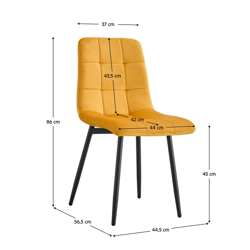 Scaun RAMITA TIP 3, galben/negru, stofa catifelata/metal, 45x57x86 cm