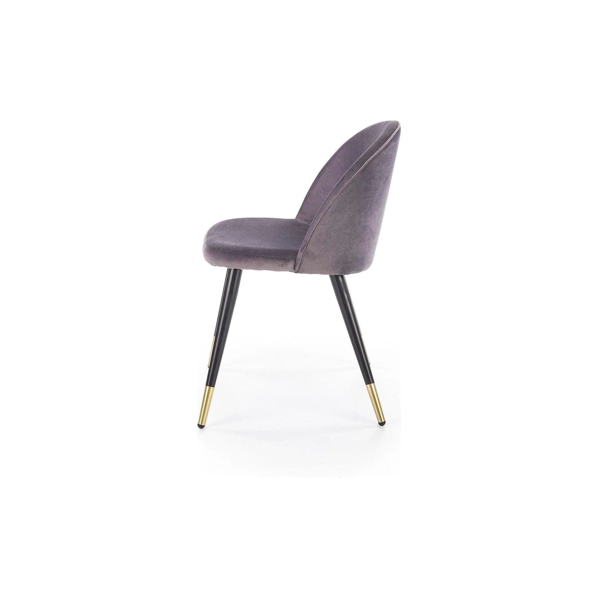 Scaun tapitat gri K315, gri inchis/negru, stofa catifelata/metal, 50x55x76 cm