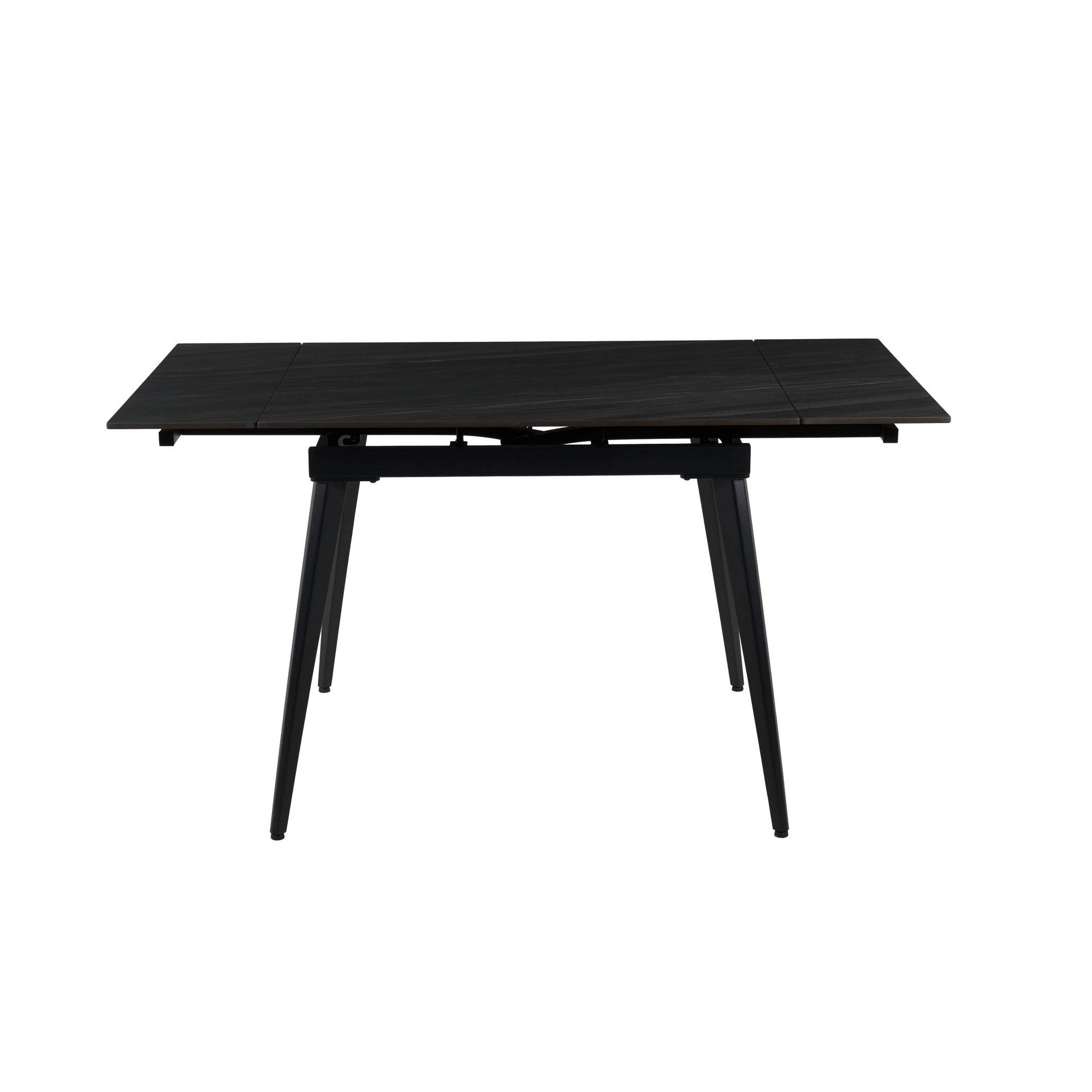 Masa extensibila REEF, gri antracit cu efect de piatra/negru, ceramica/metal, 90/140x70x75 cm