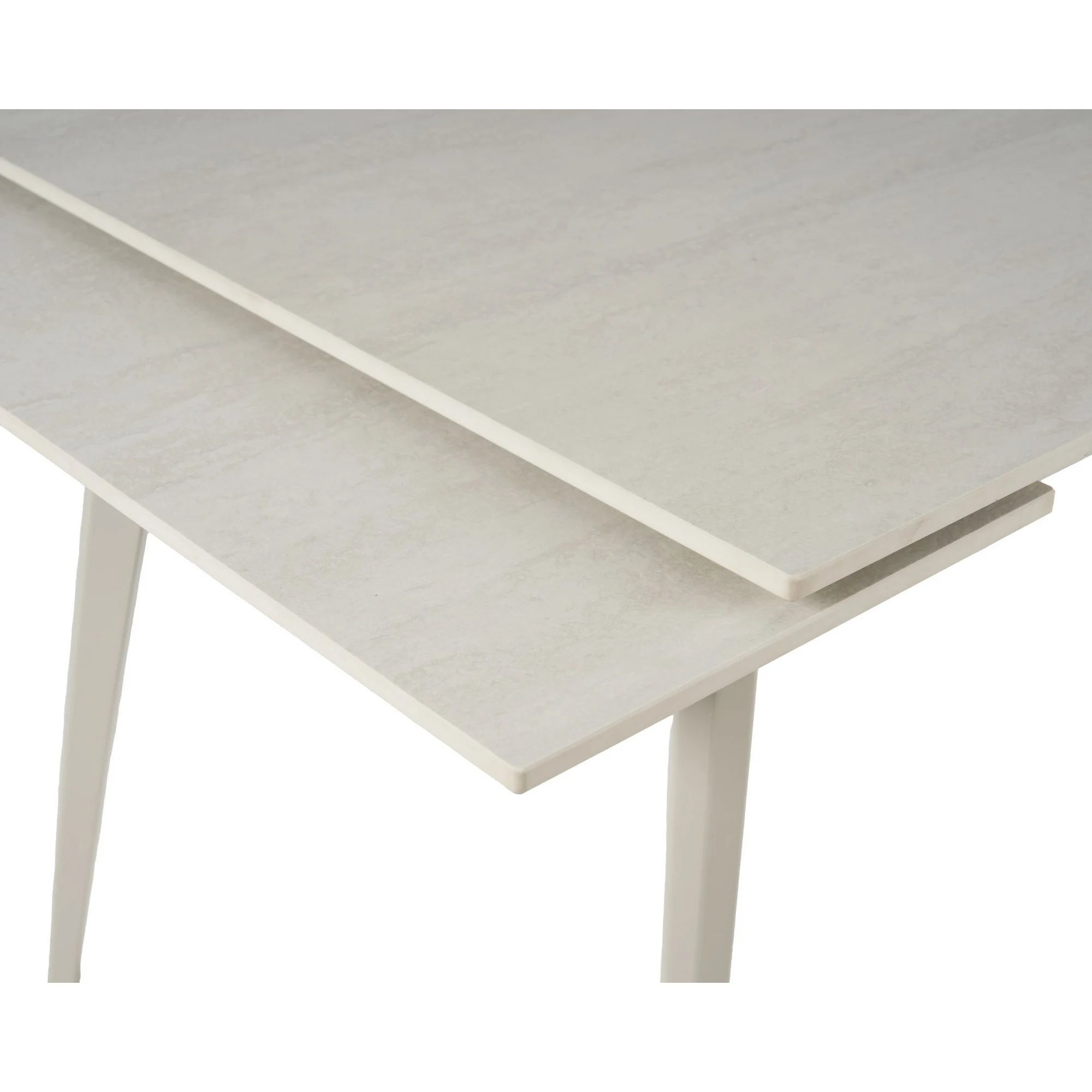 Masa extensibila REEF, bej cu efect de piatra travertin, ceramica/metal, 90/140x70x75 cm