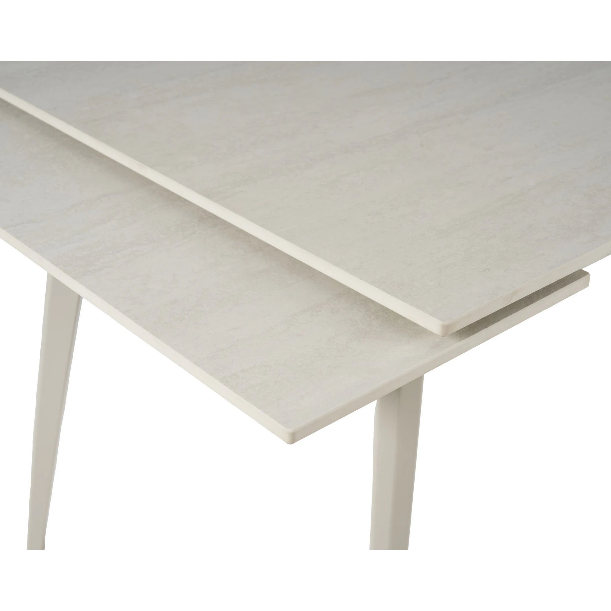 Masa extensibila REEF, grej cu efect de piatra travertin, ceramica/metal, 120/180x80x76 cm