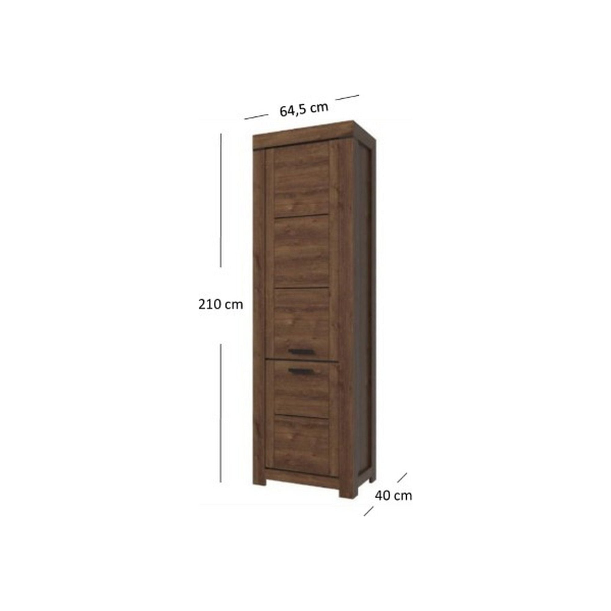 Dulap BRASS, stejar brun, PAL laminat, cu 2 usi, 65x40x210 cm