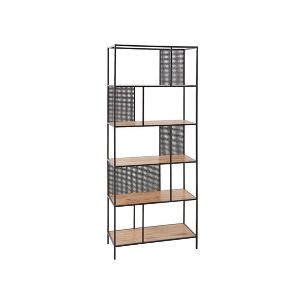 Bibiloteca LEON, negru/stejar, 76x33x180  cm