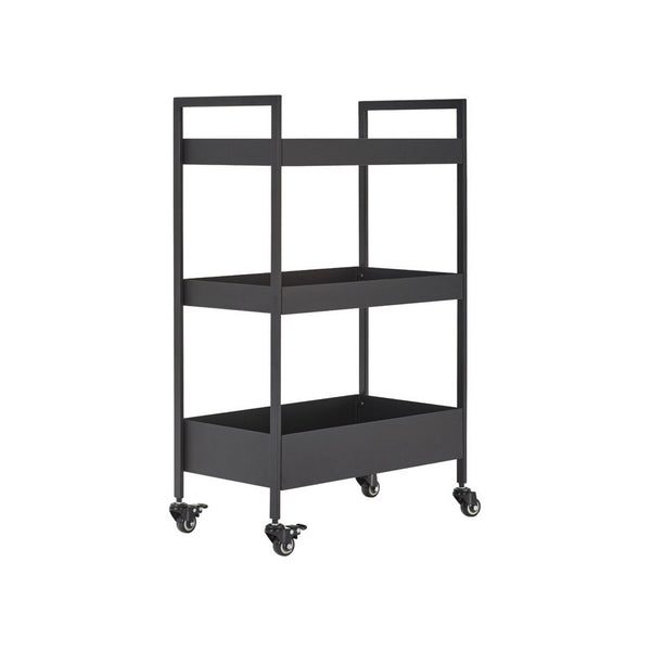 Carucior servire HELGE, negru, metal/plastic, 51x30x82 cm