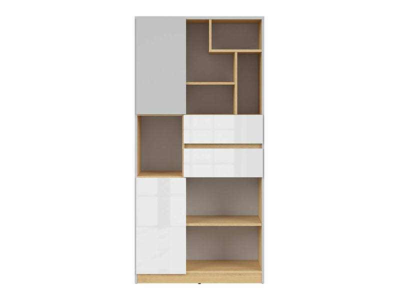 Biblioteca NANDU, gri deshis/stejar, PAL laminat, 80x39x164 cm