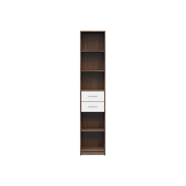 Biblioteca NEPO PLUS, stejar/alb, PAL laminat, 40x34x197 cm