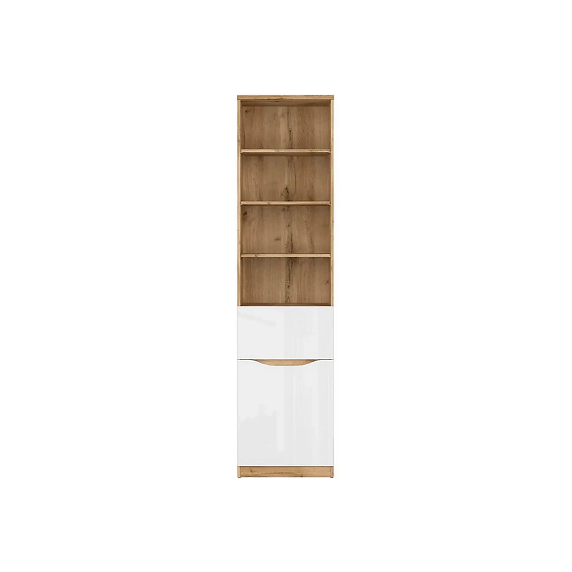 Biblioteca NUIS, stejar/alb, 50x40x198 cm
