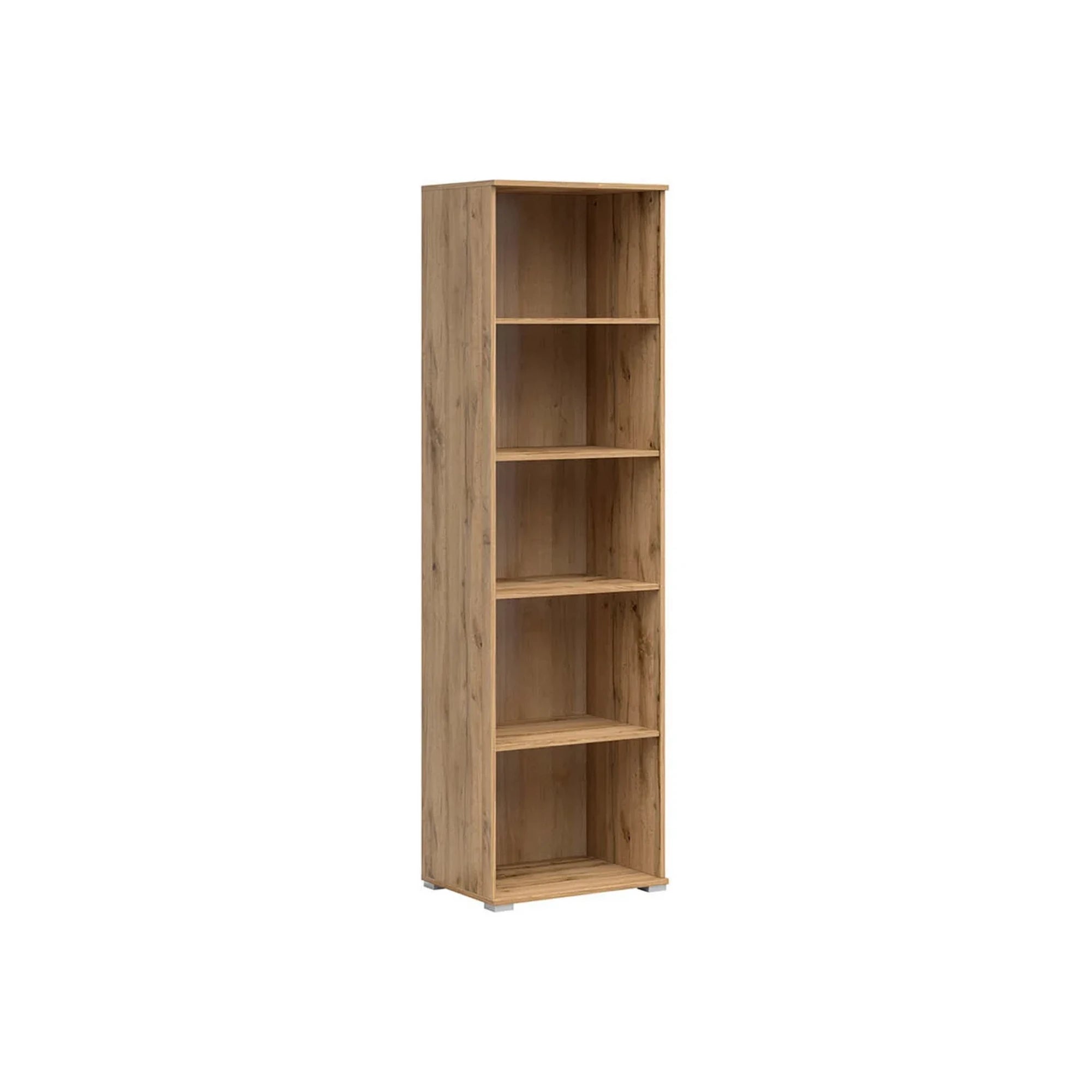 Set dormitor ZELE, stejar wotan, pat 160x200, 2 dulapuri, 2 noptiere, biblioteca si polita
