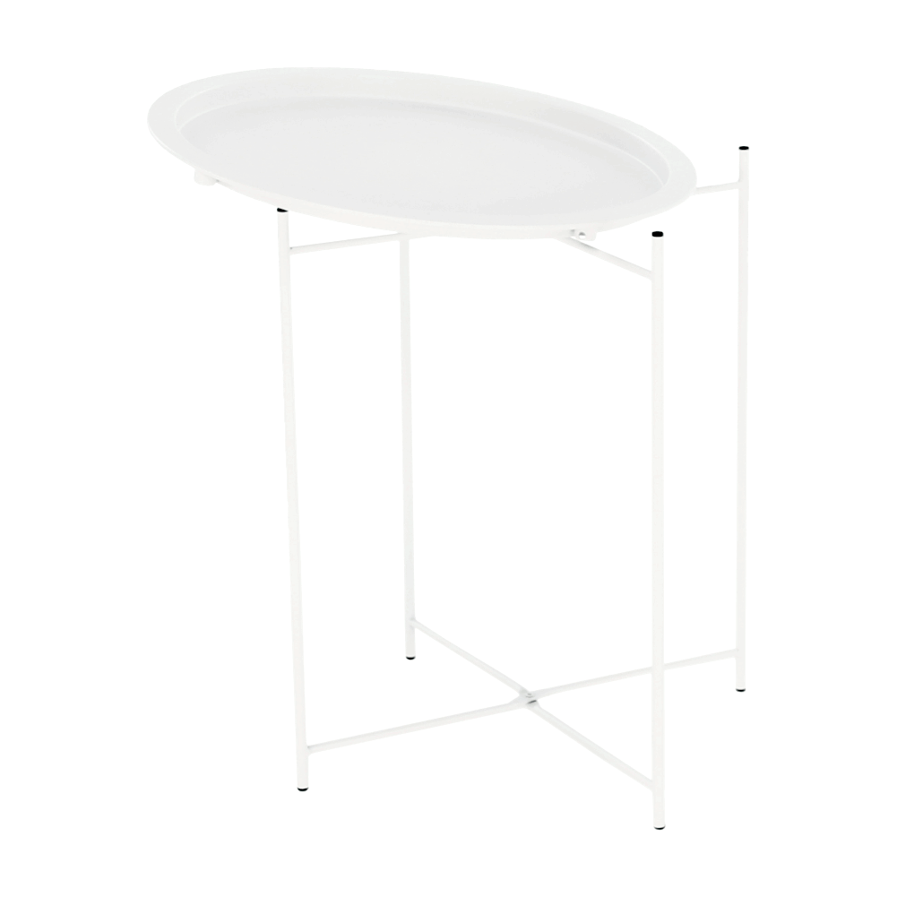 Masuta cu tava detasabila RENDER, alb, metal, 47x47x50 cm