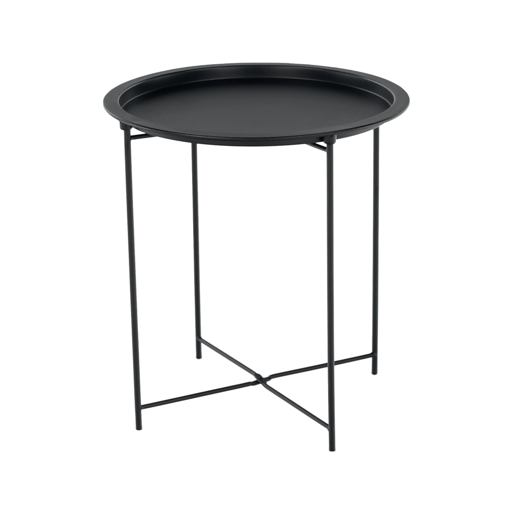 Masuta auxiliara cu tava detasabila RENDER, negru, metal, 47x47x50 cm