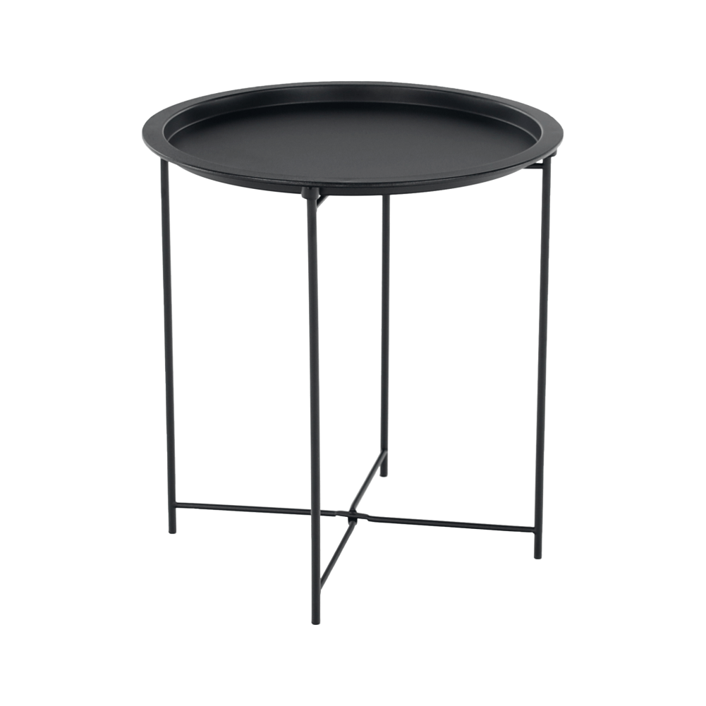 Masuta auxiliara cu tava detasabila RENDER, negru, metal, 47x47x50 cm