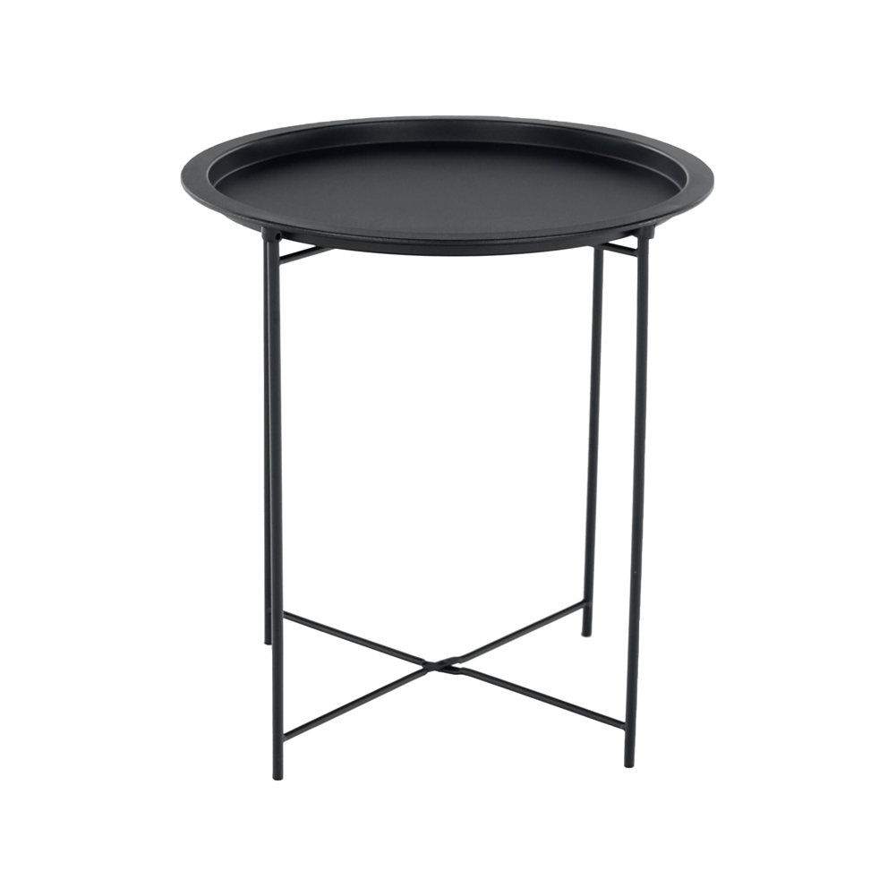 Masuta auxiliara cu tava detasabila RENDER, negru, metal, 47x47x50 cm