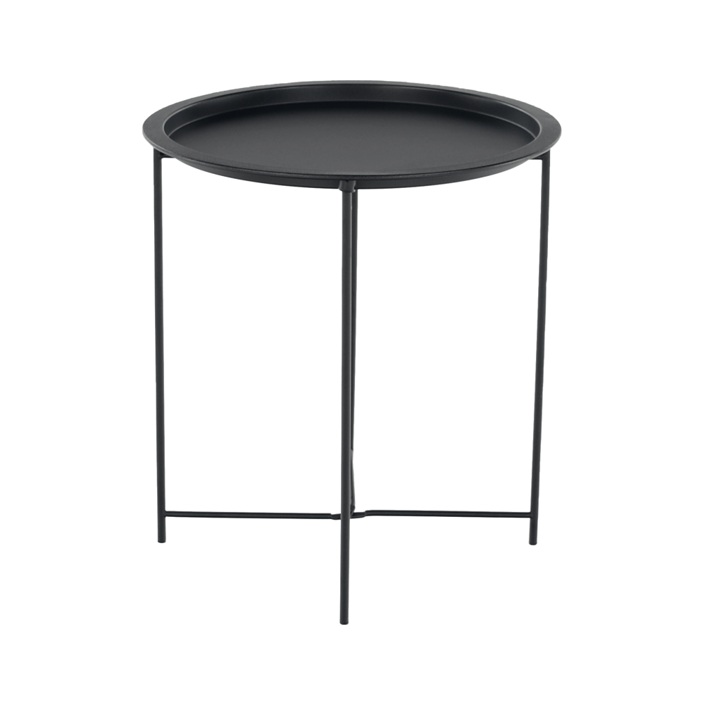 Masuta auxiliara cu tava detasabila RENDER, negru, metal, 47x47x50 cm