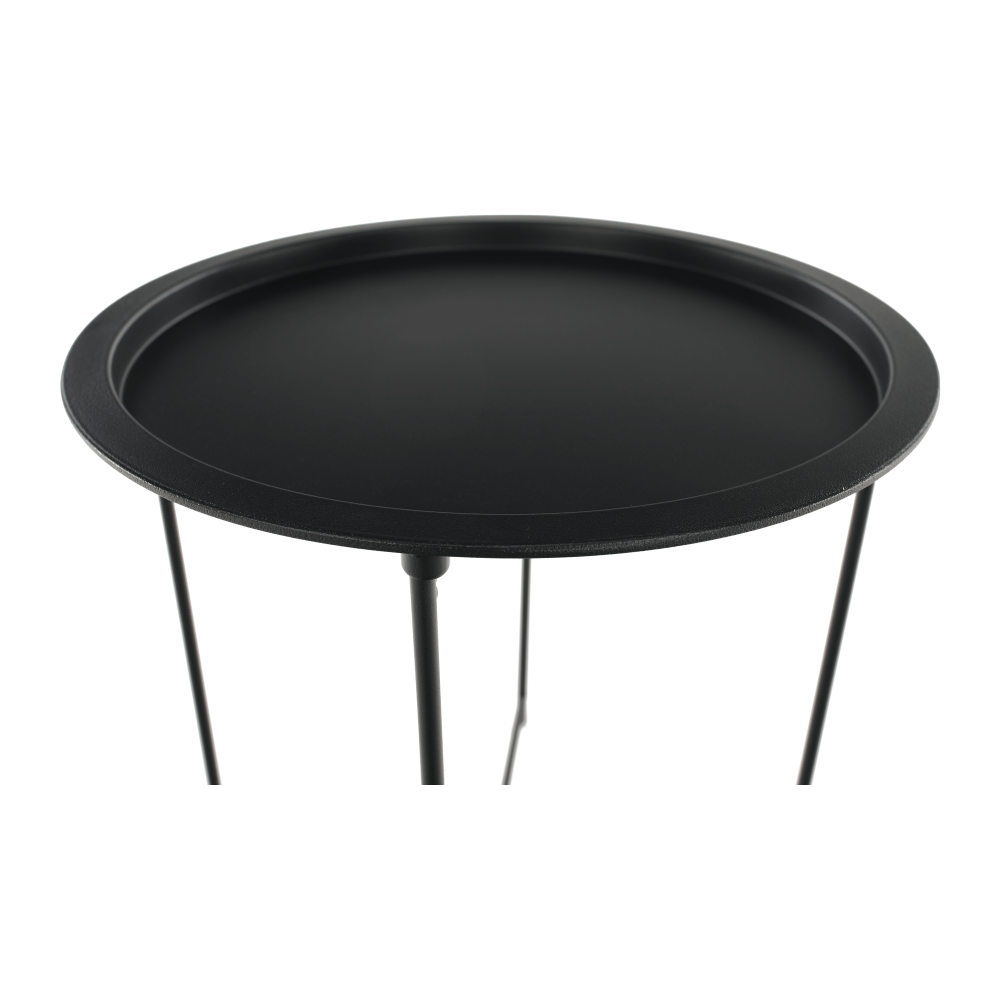 Masuta auxiliara cu tava detasabila RENDER, negru, metal, 47x47x50 cm