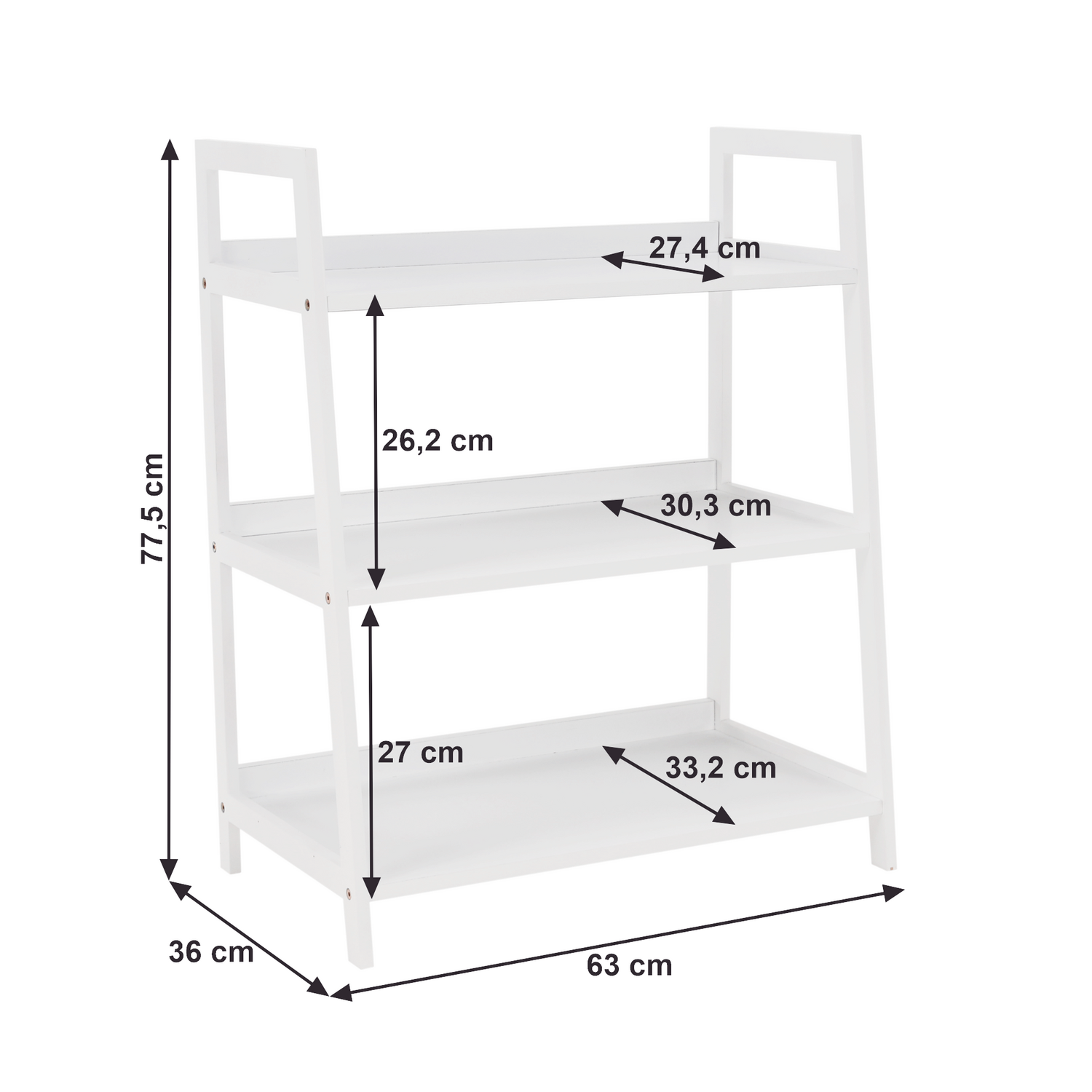 Etajera REON TYP 1, alb, 63x36x78 cm