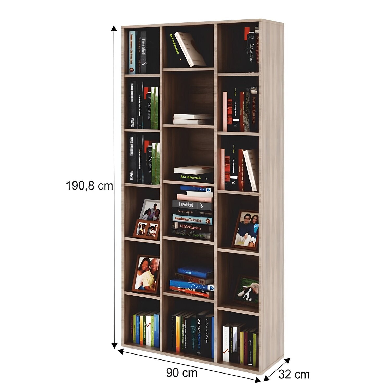 Biblioteca DUNAJ TIP 13, stejar sonoma, DTD laminat, 90x32x191 cm