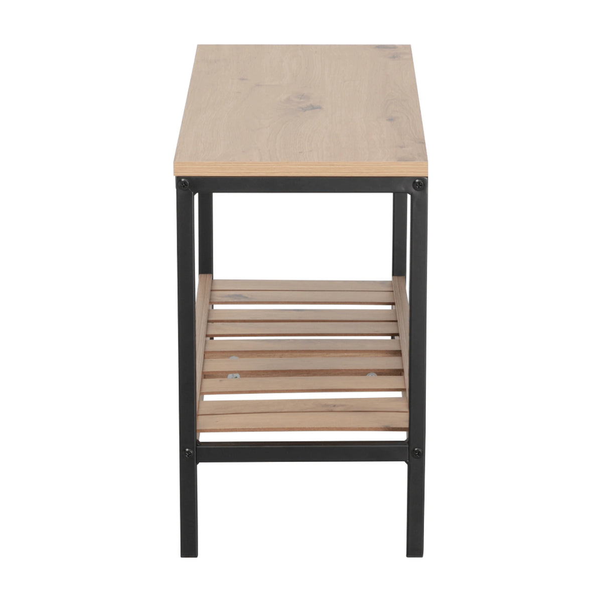 Pantofar REST, stejar/negru, DTD laminat/metal, 70x26x42 cm