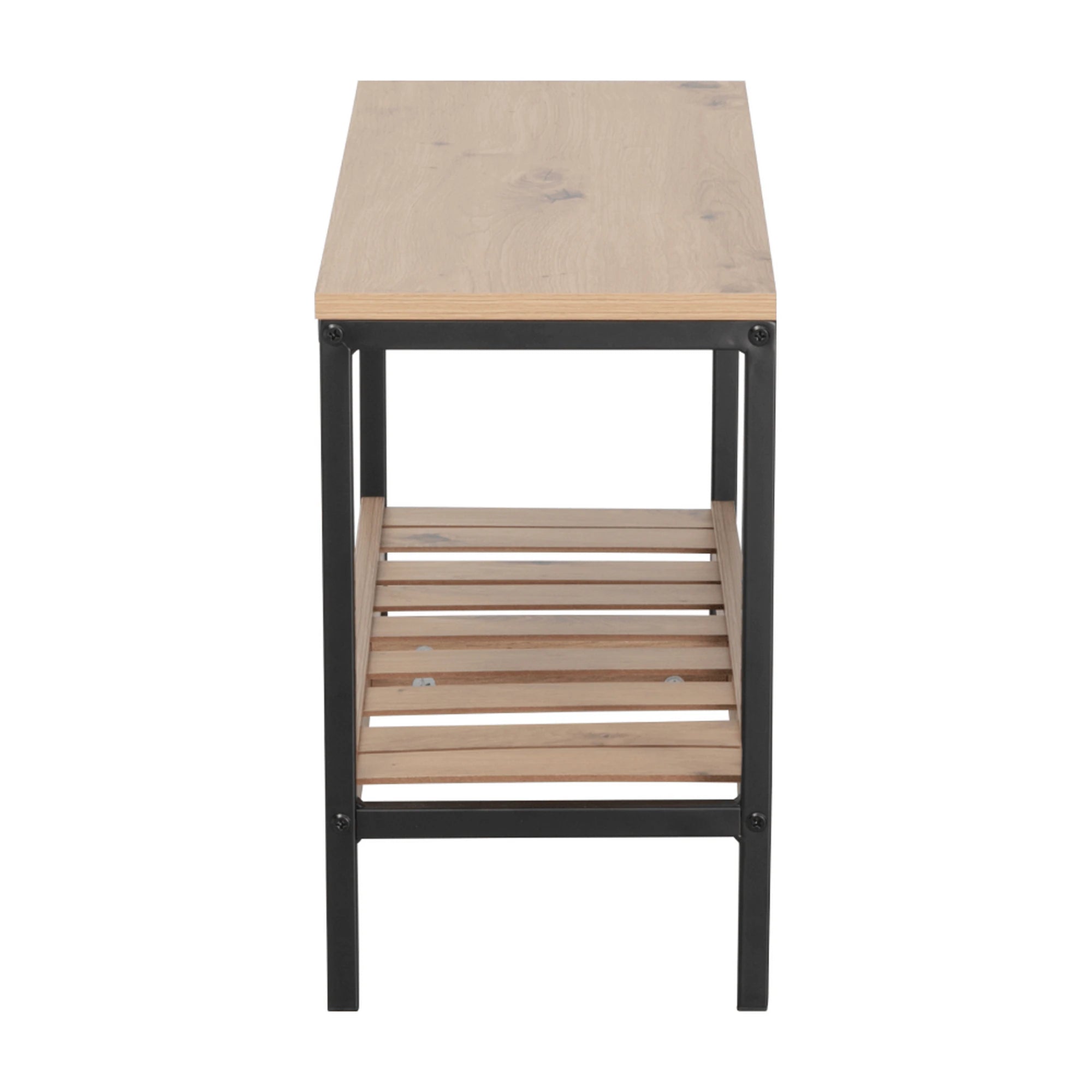 Pantofar REST, stejar/negru, DTD laminat/metal, 70x26x42 cm