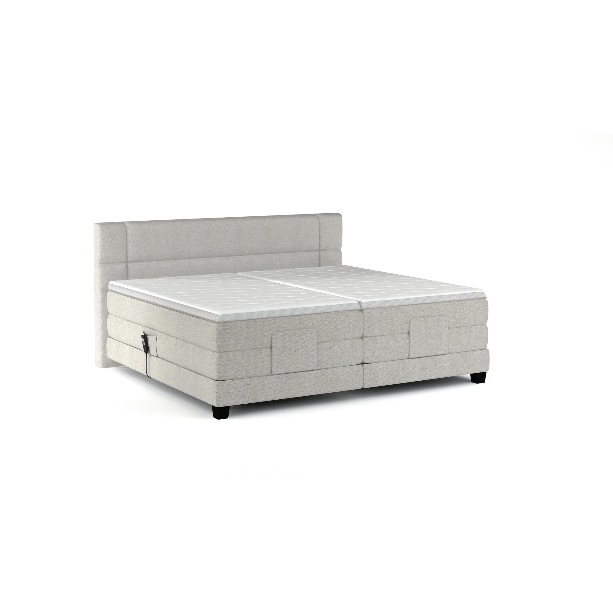 Pat boxspring REY 160x200, personalizabil materiale Gama Premium, cu mecanism electric, saltele si topper