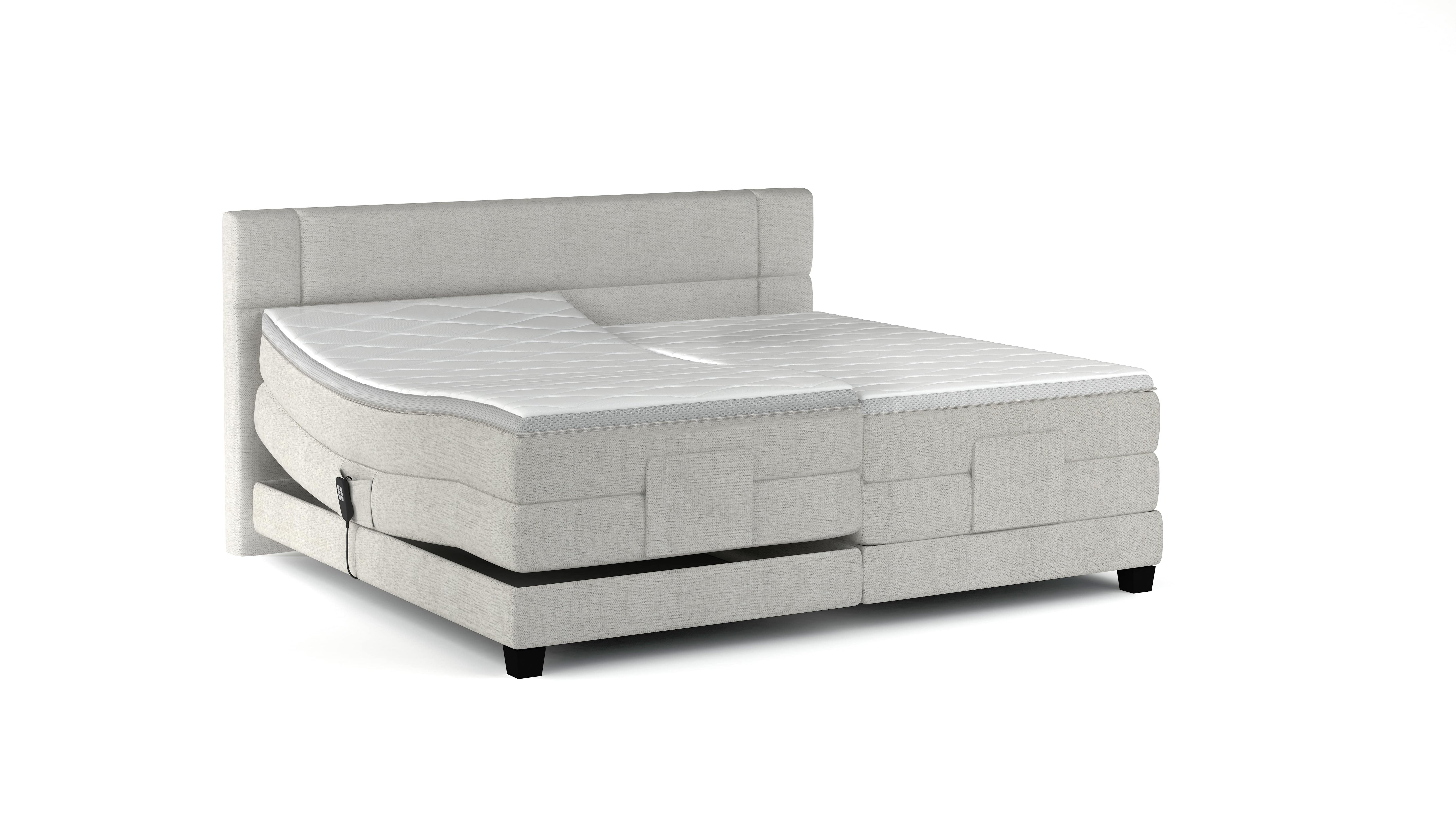 Pat boxspring REY 180x200, personalizabil materiale gama Oferta Avantaj, cu mecanism electric, saltele si topper