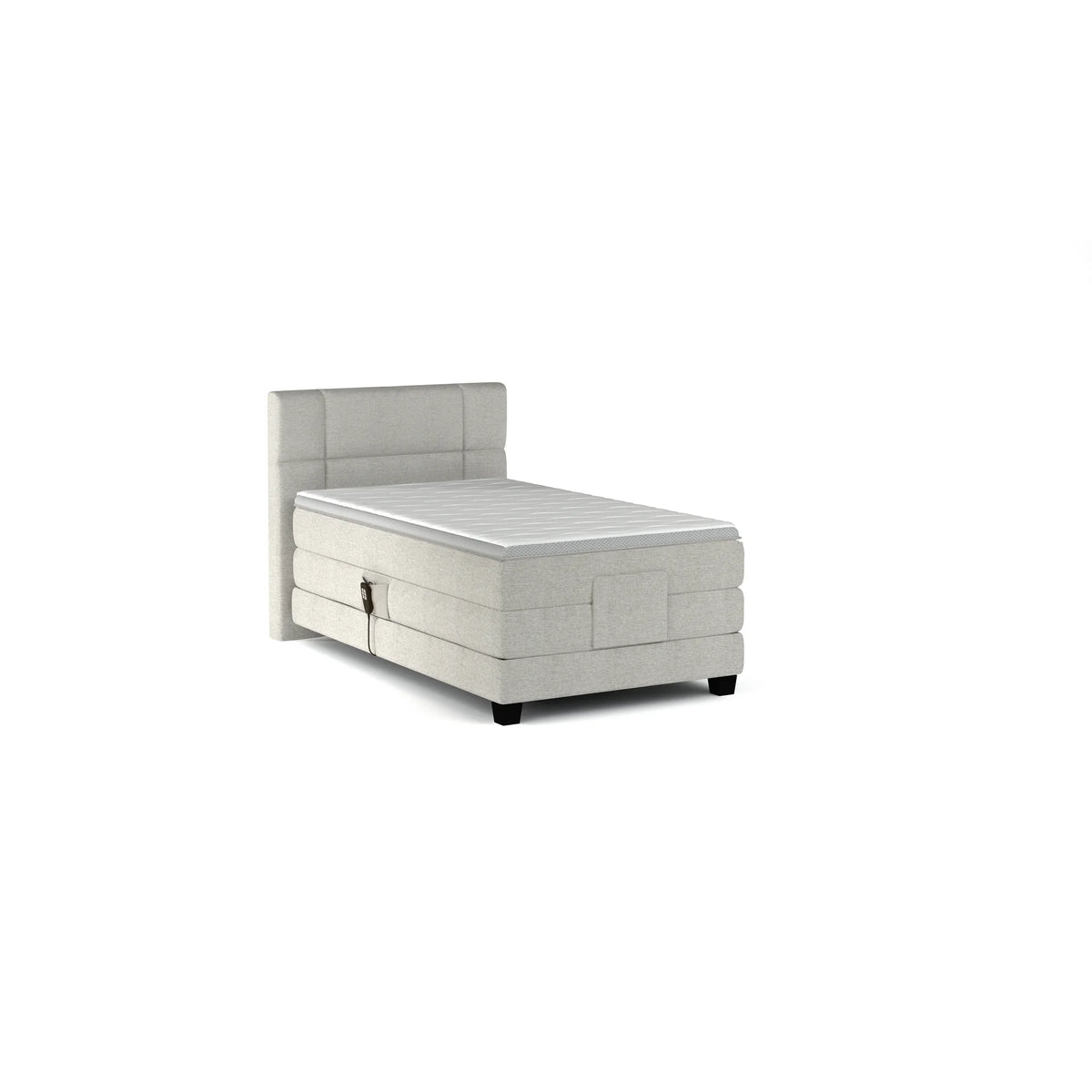 Pat boxspring REY 120x200, personalizabil materiale gama Oferta Avantaj, cu mecanism electric, saltele si topper