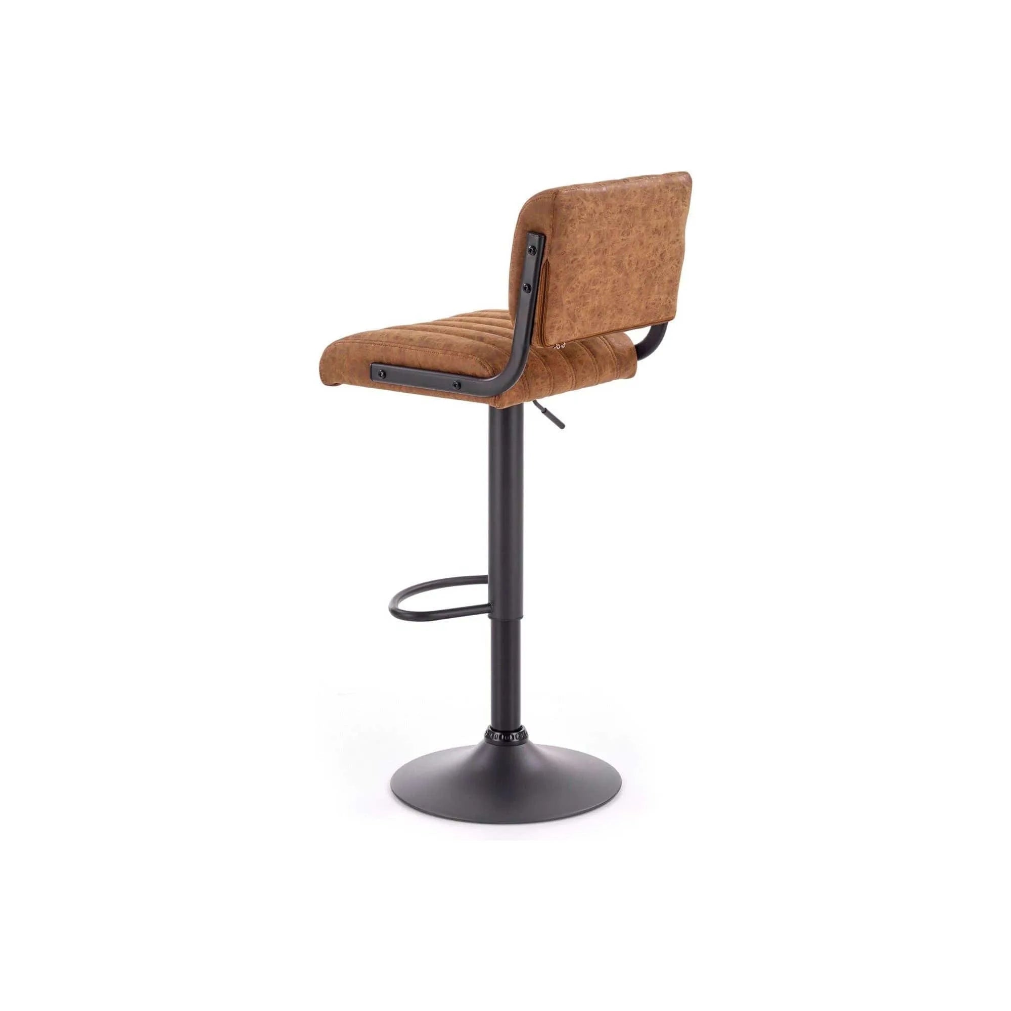 Scaun bar H88, maro/negru, piele ecologica/otel, 39x46x89/109 cm