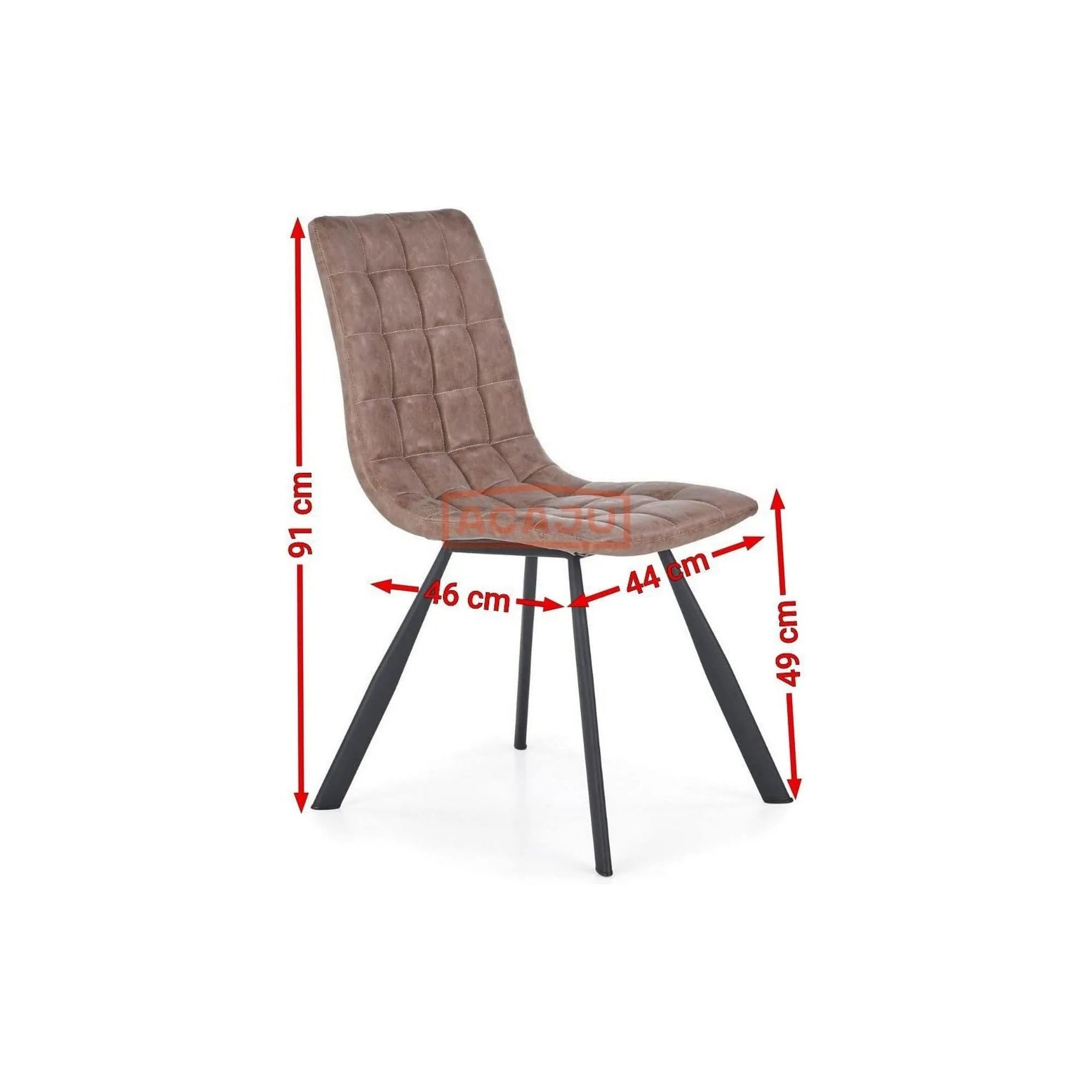 Scaun tapitat K280, maro/negru, piele ecologica/metal, 44x46x91 cm