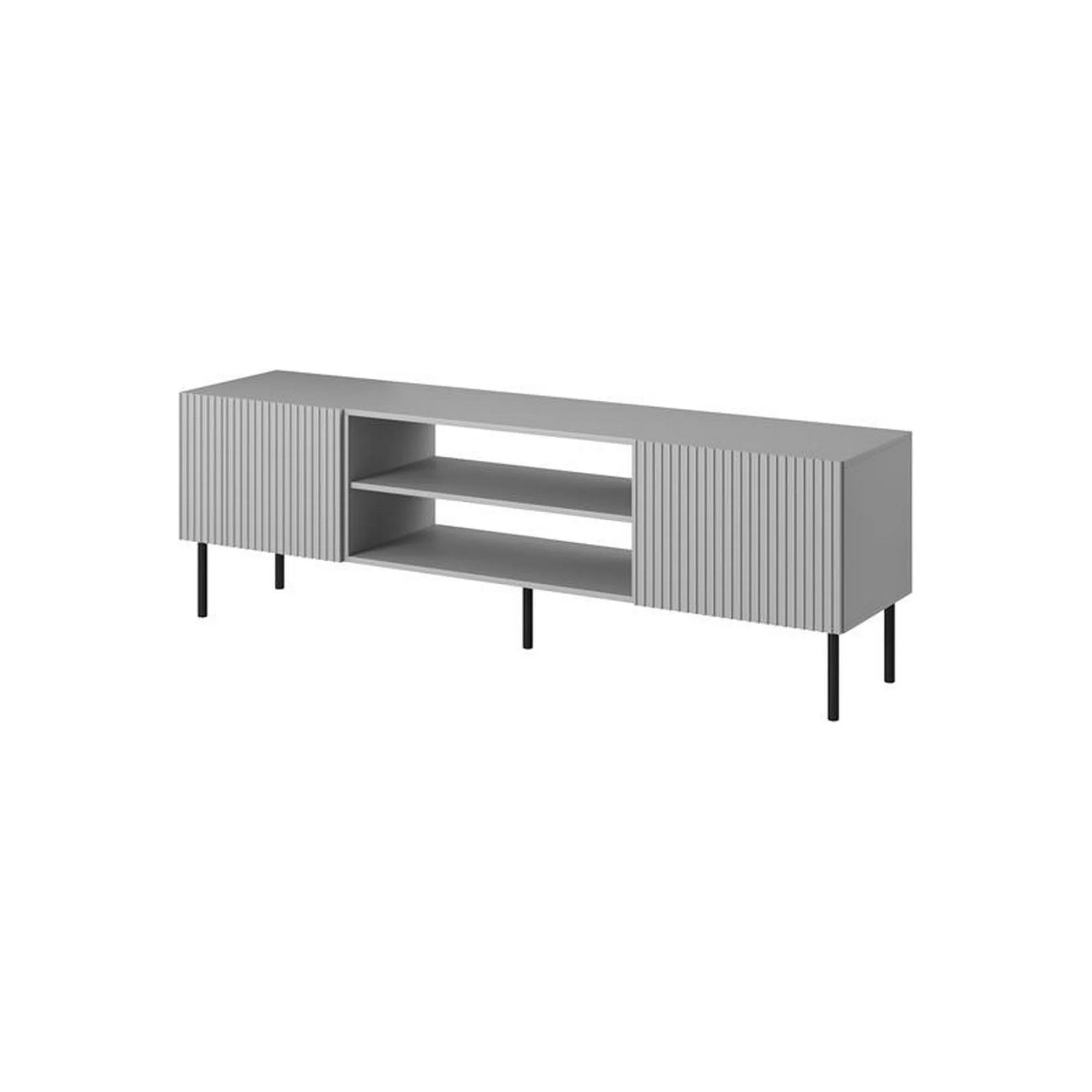 Comoda TV ASENSIO, gri mat/negru, PAL laminat, 180x42x57 cm