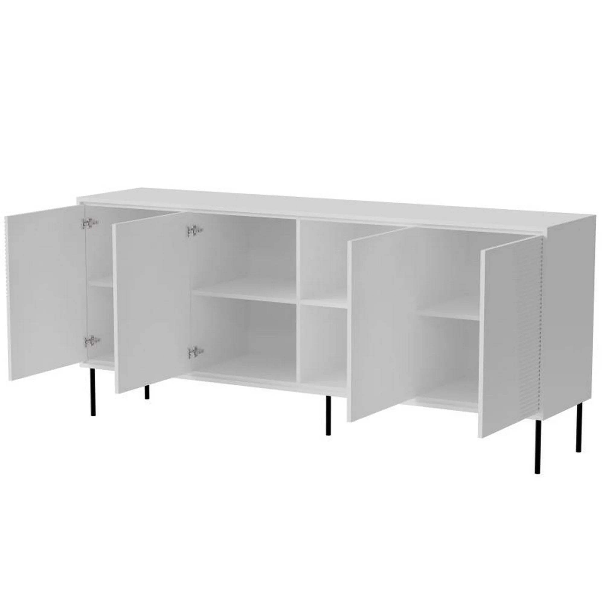 Comoda ABI, alb/negru, PAL laminat/metal, 200x45x88 cm