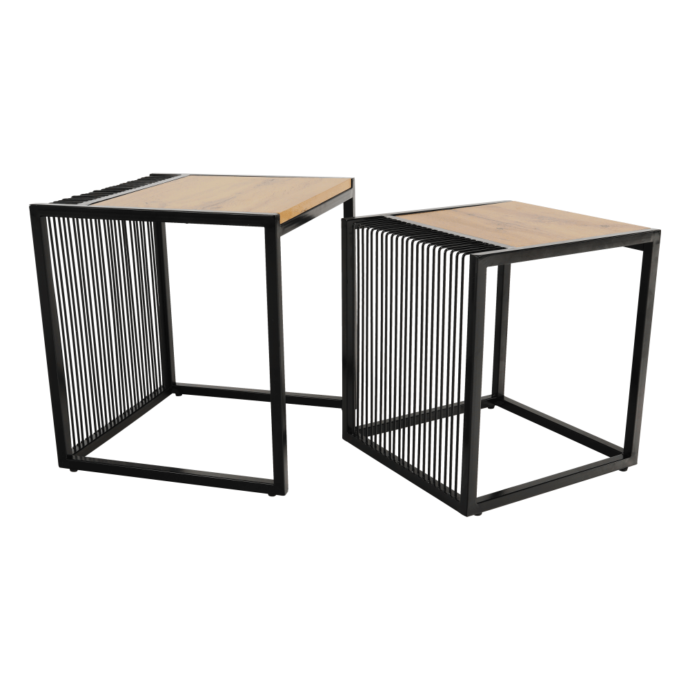 Set 2 masute RIMBO, stejar/negru