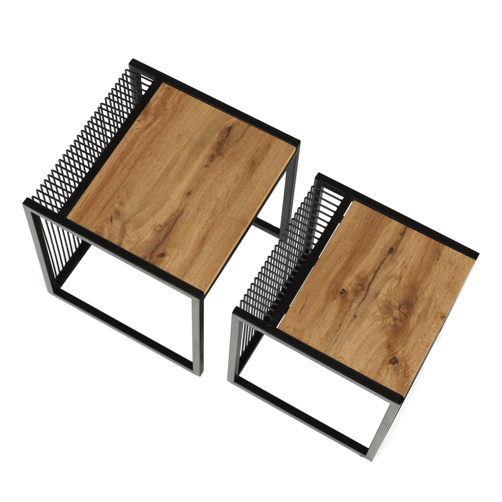 Set 2 masute RIMBO, stejar/negru