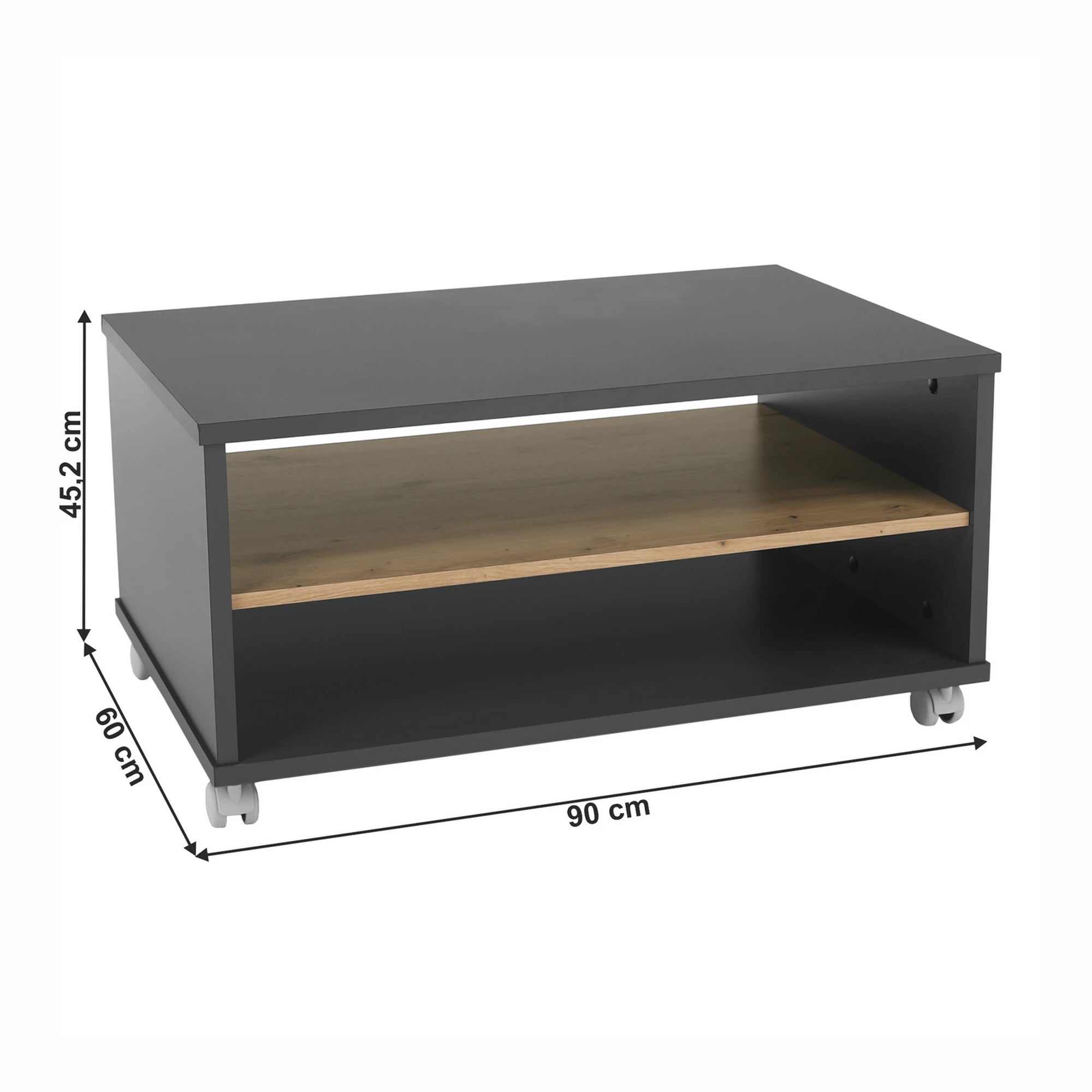Masuta cafea RIOMA NEW TYP 32, gri grafit/stejar artisan, DTD laminat, 90x60x45 cm