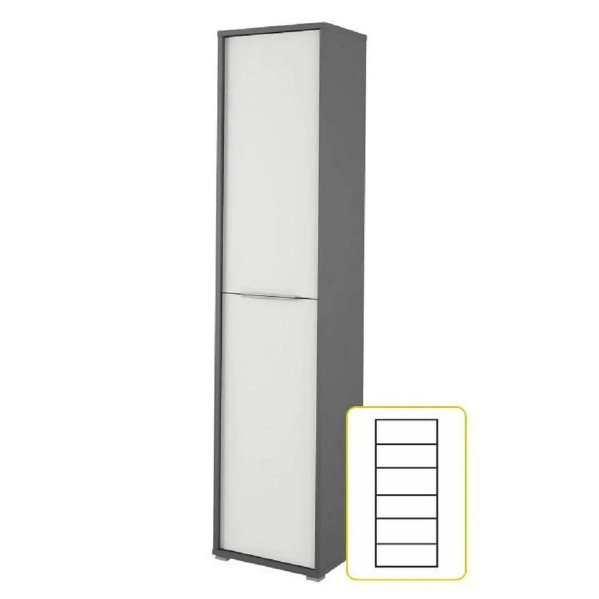 Dulap RIOMA NEW TYP 06, gri grafit/alb, DTD laminat, cu 2 usi, 50x38x218 cm