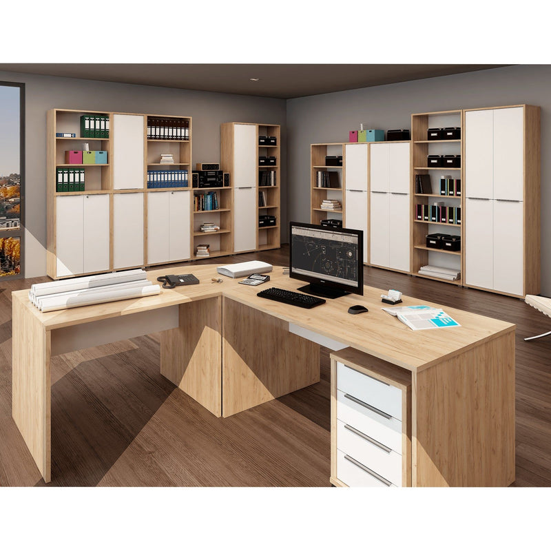 Masă birou RIOMA NEW TYP 12, stejar artisan/alb, DTD laminat, 100x80x76 cm