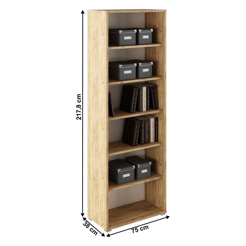 Biblioteca RIOMA NEW TYP 01, stejar sonoma, DTD laminat, 75x38x218 cm