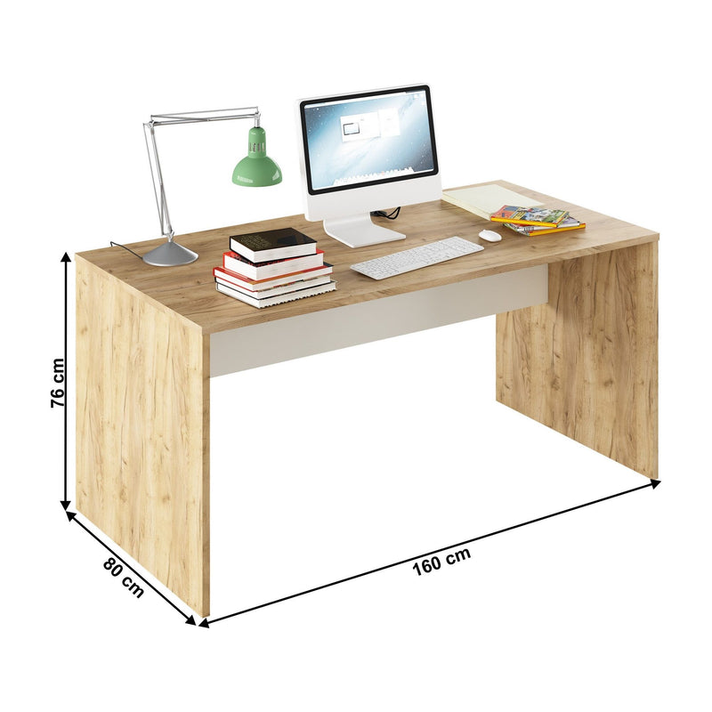 Masa birou RIOMA TYP 16, stejar artisan/alb, DTD laminat, 160x80x76 cm