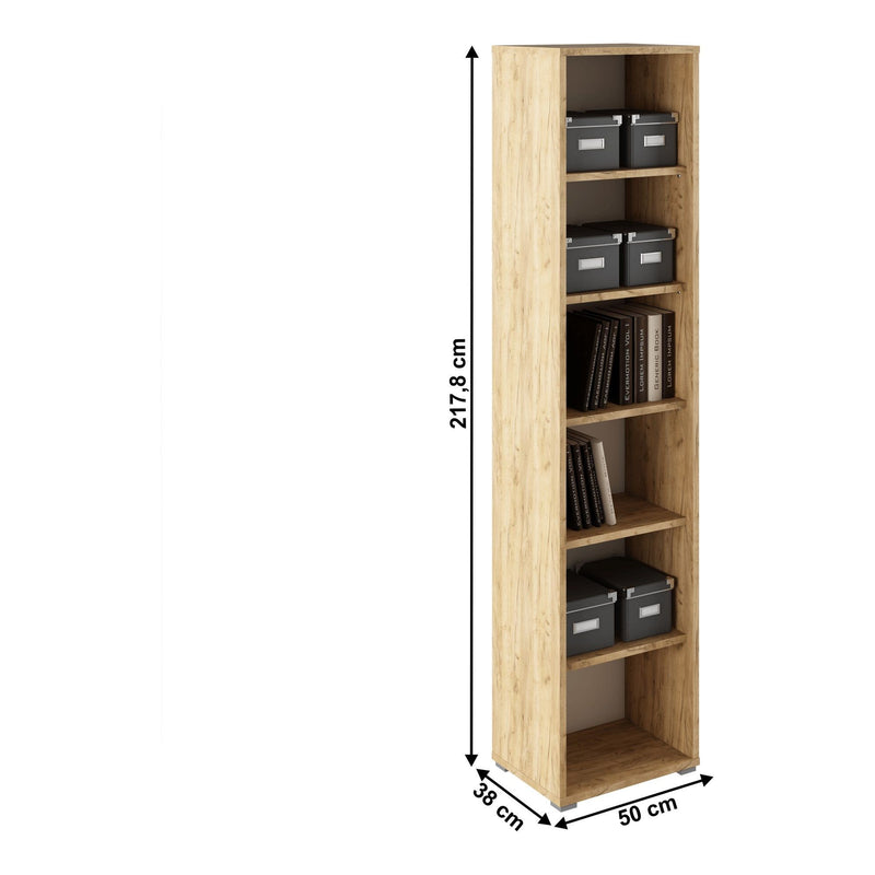 Biblioteca RIOMA TYP 02, stejar artisan, DTD laminat, 50x38x218 cm