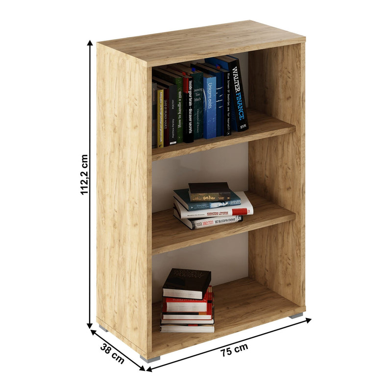 Biblioteca RIOMA TYP 04, stejar artizanal, DTD laminat, 75x38x112 cm