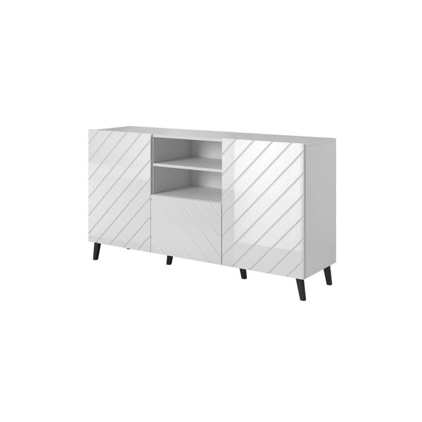 Comoda ABETO, alb/negru, PAL/plastic, 150x42x82 cm