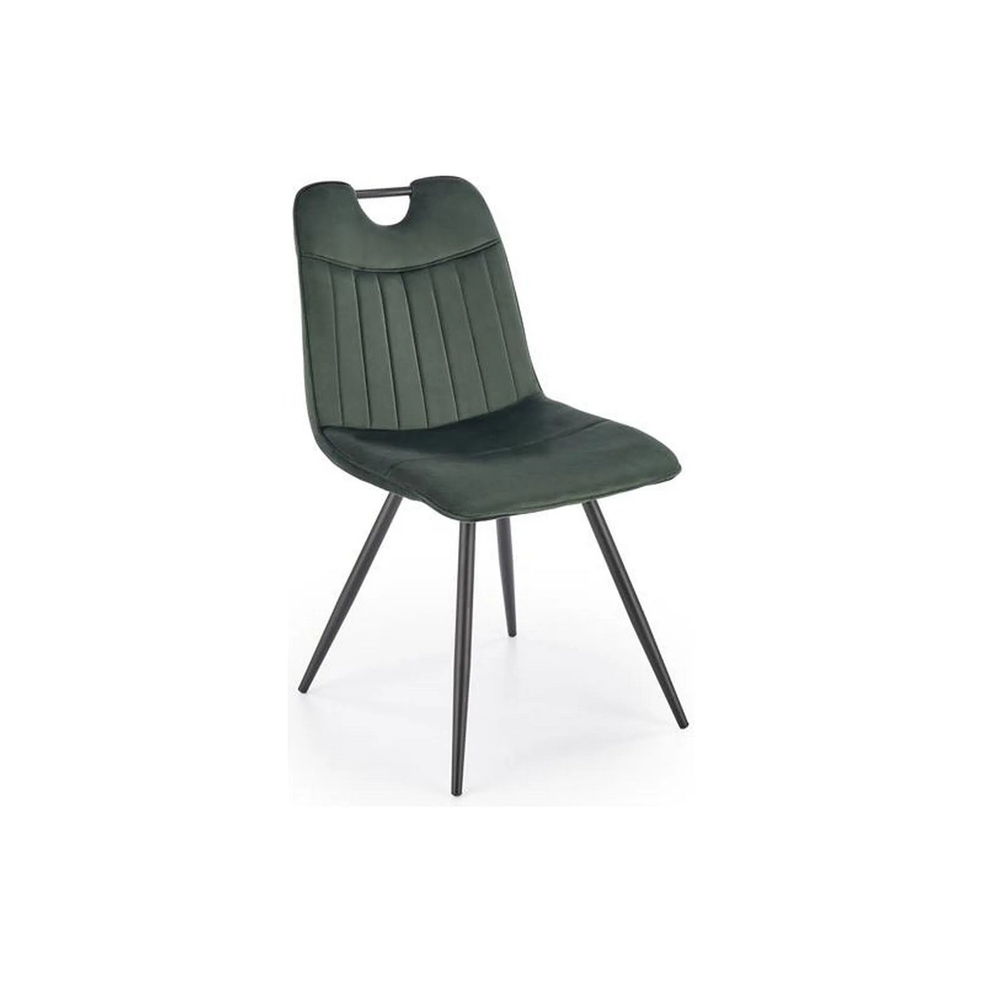 Scaun tapitat K521, verde/negru, stofa catifelata, 46x58x83 cm